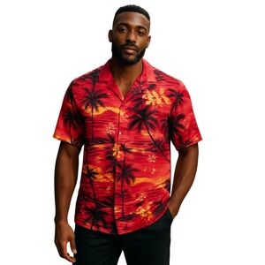 PALMWAVE HAWAII multicoloured shortsleeved 100% cotton pocketed button up shirt